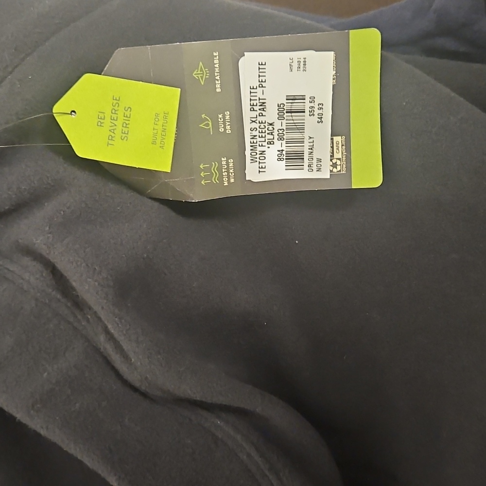 REI womens XL petite Teton Fleece Pants In Black - Picture 2 of 8